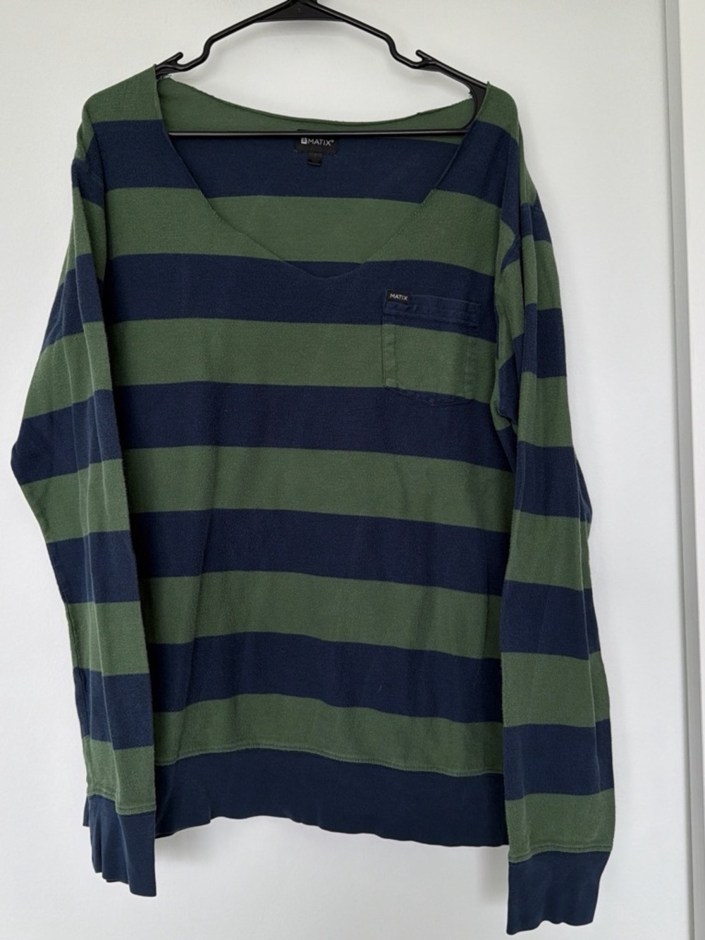 Matix Navy & Olive Green Horizontal Stripe Long-Sleeve Tee
